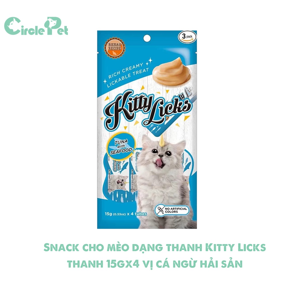 Snack Cho Mèo Dạng Thanh Kitty Licks Hỗ Trợ Biếng Ăn Bổ Sung Dưỡng Chất Cho Mèo Con 15gx4