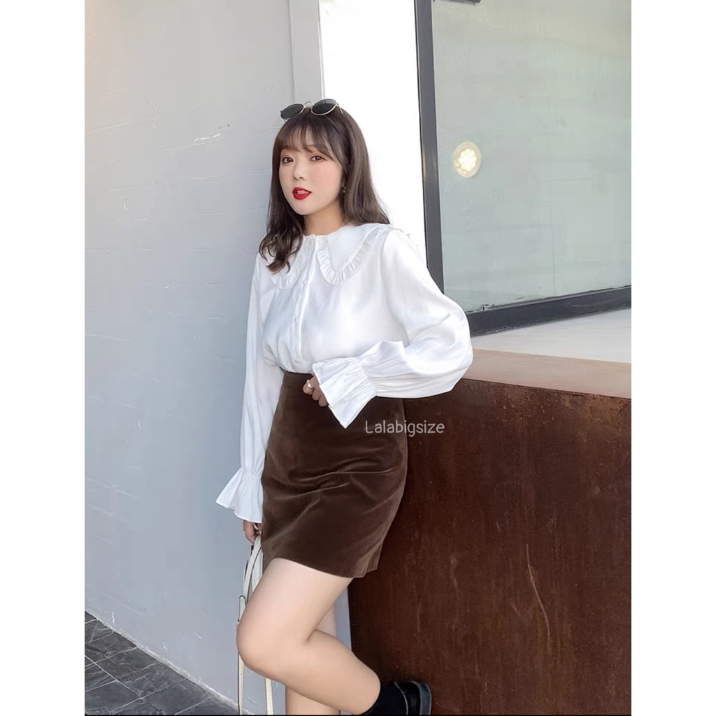 Áo sơ mi nữ BIGSIZE (55-85kg) cổ bèo tay bồng SMA02 - [LALA Bigsize] | BigBuy360 - bigbuy360.vn