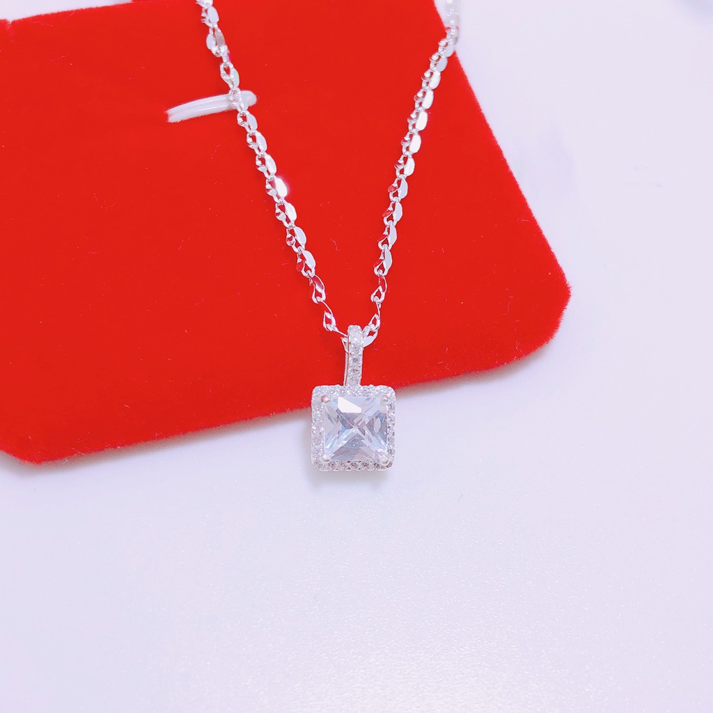 Dây chuyền nữ bạc ý s925, dây chuyền mặt đá vuông sang chảnh