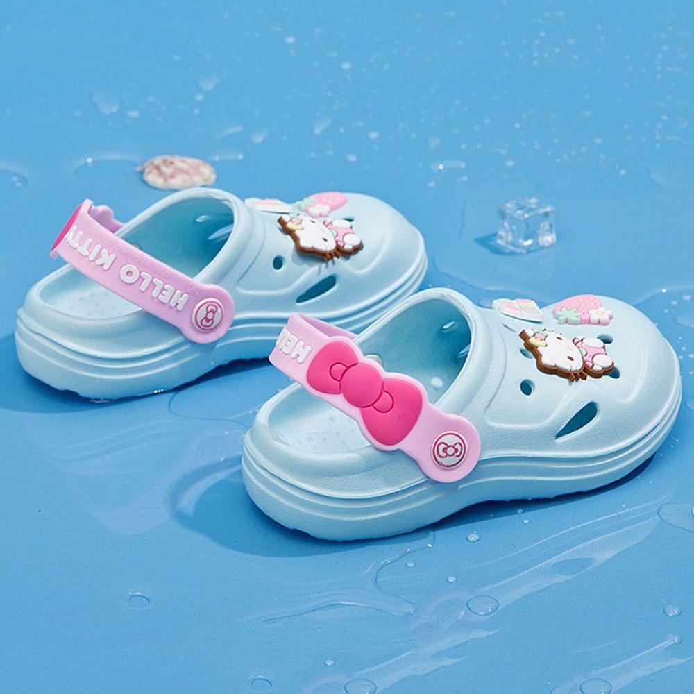 Dép Crocs Đi Biển Đế Bằng Hình Mèo Hello Kitty Đáng Yêu Cho Bé
