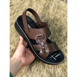 Dép da nam cao cấp, dép da nam trung niên quai hậu, đi êm chân, chống trượt size 38-43