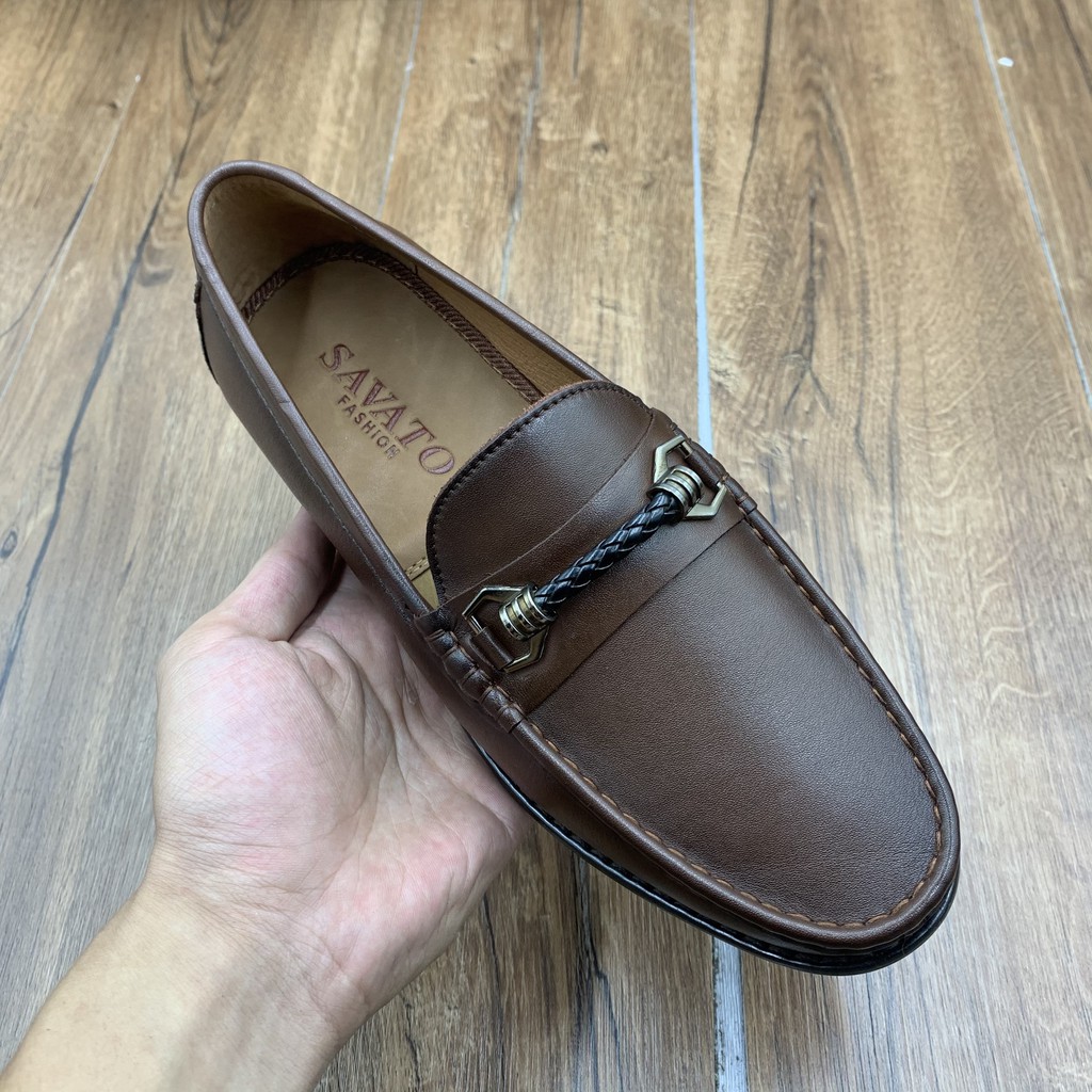 Giầy lười nam da bò thật phong cách sang trọng  + Tặng đón gót sừng