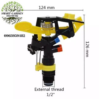 Béc tưới phun cánh đập chỉnh góc ren ngoài 21mm