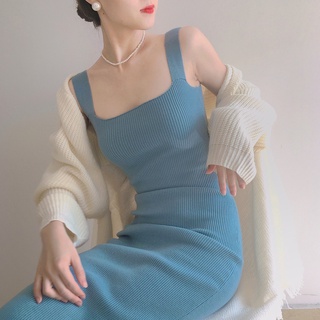 Đầm Dệt Kim Hai Dây Ôm Dáng Phong Cách Retro Thanh Lịch Cho Nữ