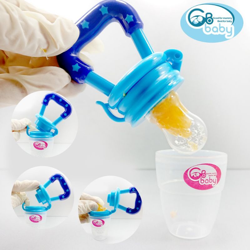 Combo 1 thìa ăn dặm báo nóng và 1 Túi nhai silicone chống hóc GB Baby - GBB