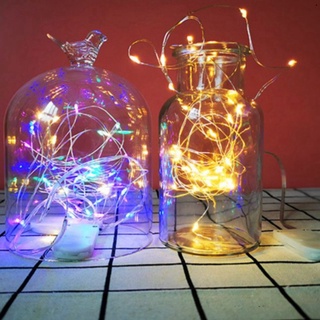 Đèn led đom đóm fairy light dài 3m, 2m, 1m vàng nắng dùng pin cr2032