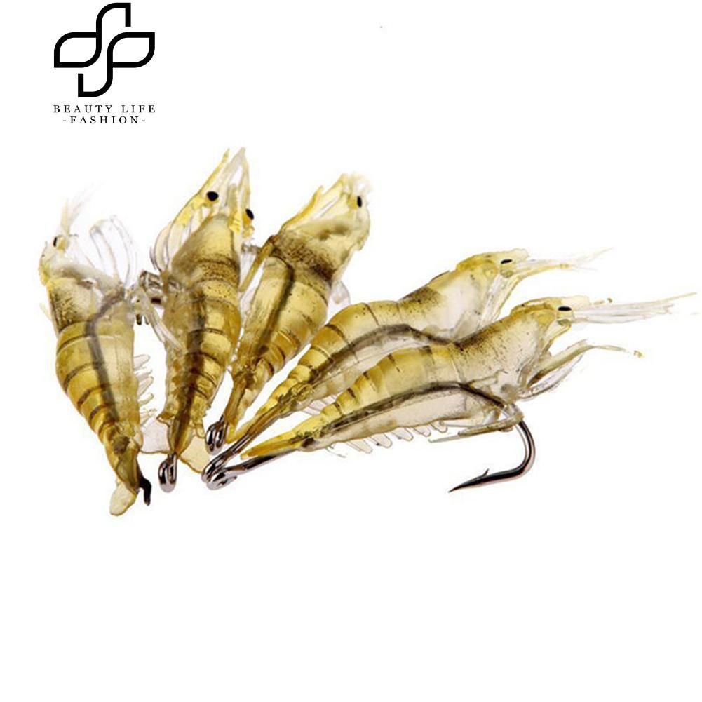 Set 5 mồi câu cá nhân tạo hình dạng tôm sống động