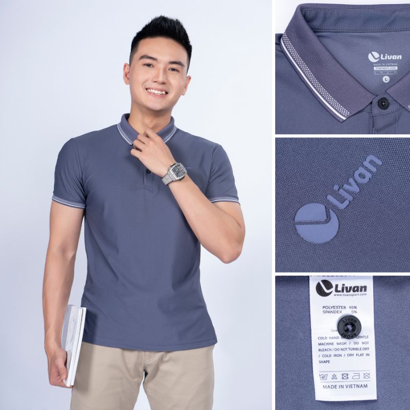 Áo Polo Nam Thể Thao Star Livan Sport Mát Lạnh Thoáng Khí Màu Ghi