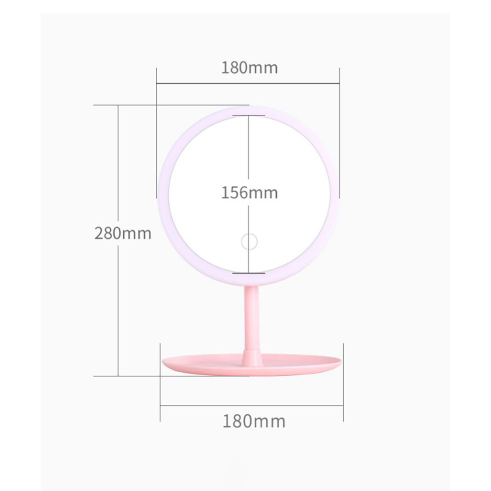 Gương để bàn mini - Loại gương trang điểm có đèn LED cảm ứng Cao Cấp 3 CHẾ ĐỘ - TẶNG CÁP SẠC