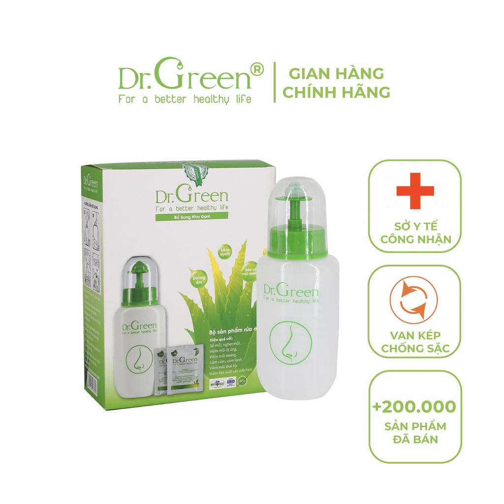 Bình Rửa Mũi Dr.Green ( Combo Dùng Thử 1 Bình + 30 Gói Muối )