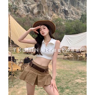 Set áo croptop chân váy xoè ulzzang phong cách CAO BỒI hot fashion 2021