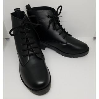 Boot da nữ, giày da nữ chiến binh - Dây buộc - Ảnh thật