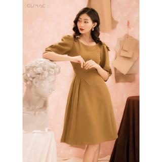 Đầm nơ vai cổ tròn GUMAC MS22020_NAU