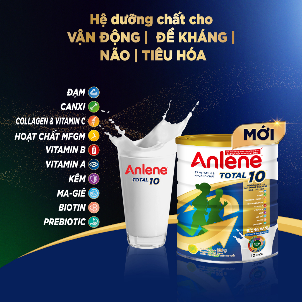 Bộ quà tặng Sữa bột bổ sung dinh dưỡng Anlene Total 10 lon 800g + nồi cao cấp