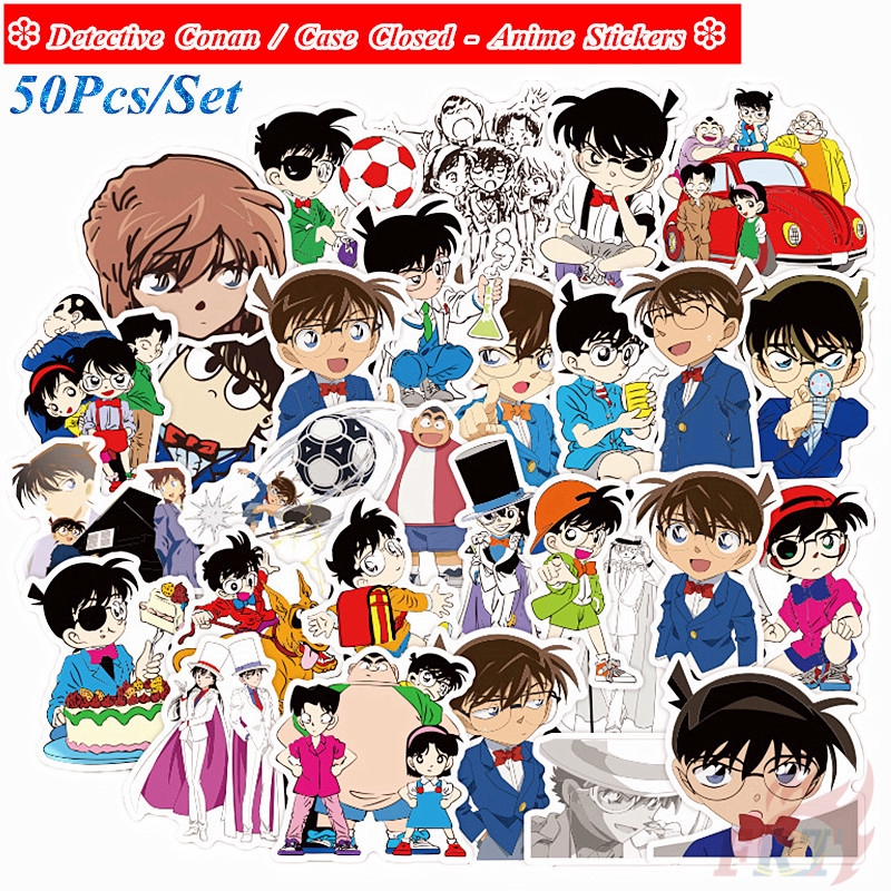 Set 50 miếng dán trang trí chống thấm nước họa tiết thám tử lừng danh Conan mẫu series 02