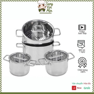 Bộ nồi 3 chiếc kèm xửng hấp rapido rk182024s-2 chính hãng