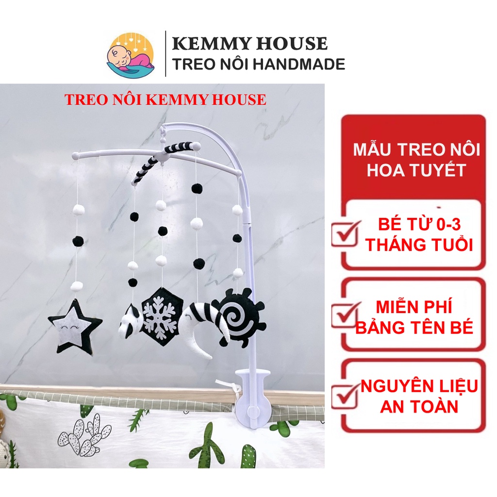 (Handmade)Treo nôi hình hoa tuyết kích thích thị giác cho bé