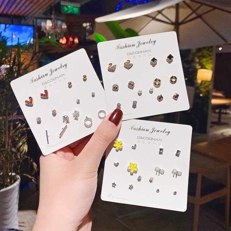 Set Nhiều Đôi Khuyên Tai Phong Cách Cá Tính Dành Cho Nữ Hàn Quốc