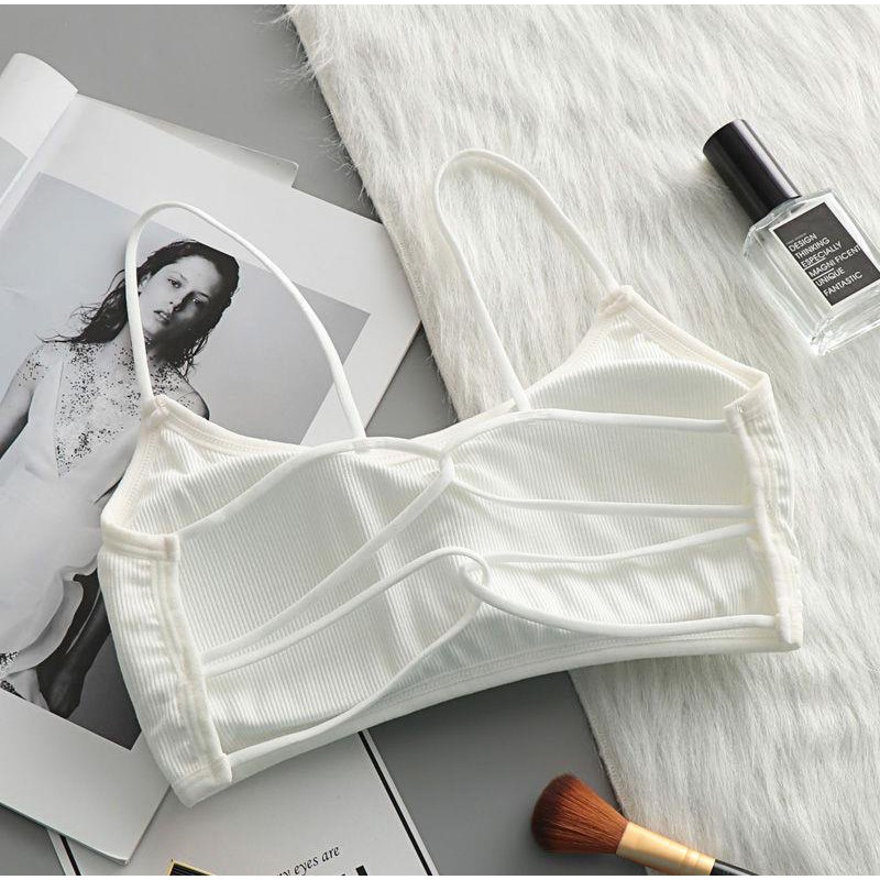 Áo Lót Nữ Thun 2 Dây Co Giãn Nâng Ngực, Áo Bra Thun Chéo Dây Lưng Sexy [Có Mút Ngực] -  266
