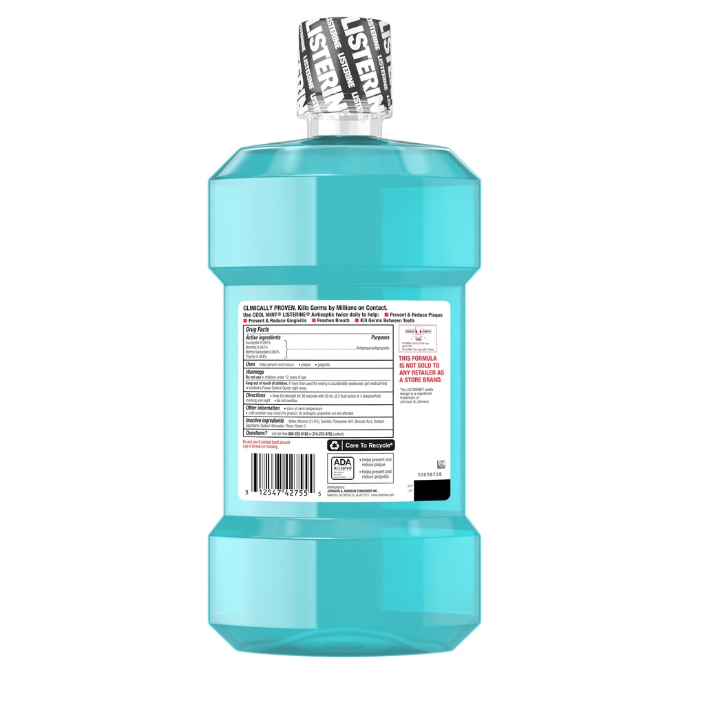 Nước súc miệng Listerine Cool Mint 1,5L của Mỹ