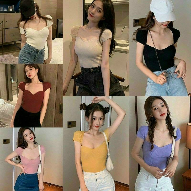 Áo thun gân xoắn tạo kiểu A15 xinh xẻo ( tay ngắn)