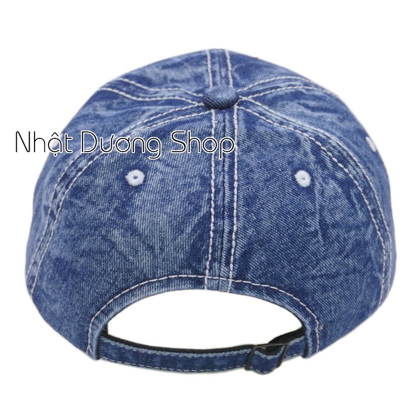 Nón kết jean NY New York khóa đuôi thường - Xanh Jean