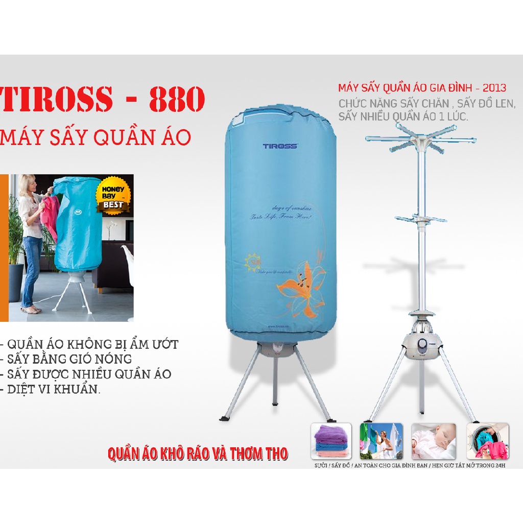 Máy Sấy Quần Áo TIROSS TS880 - Hàng Chính Hãng