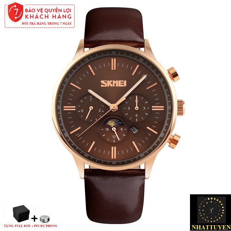 [ xả kho ] ĐỒNG HỒ NAM SKMEI 9117, DÂY DA CAO CẤP, KIỂU DÁNG DOANH NHÂN