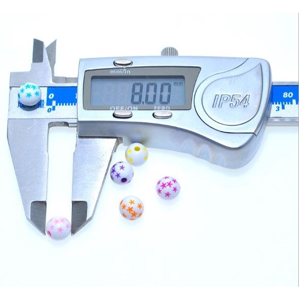 gói 10-25-50gam hạt nhựa tròn 8mm khắc ngôi sao làm đồ chơi, trang trí thủ công