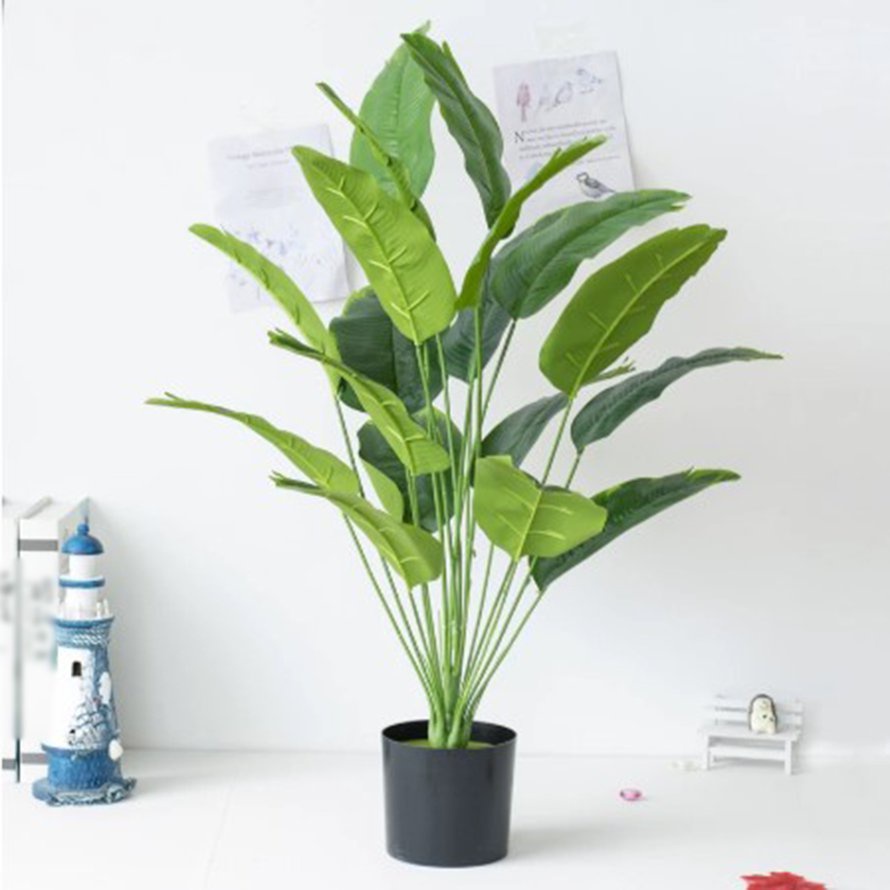 Bộ 18 Lá Chuối Giả Bằng Nhựa Trang Trí Nhà Cửa / Cây Skybird cao cấp Cây chuối Skybird phân loại Maranta Plant Viral Cây nhân tạo / Cây trồng trong chậu 18 lá Cây cọ nhựa giả nhân tạo lớn