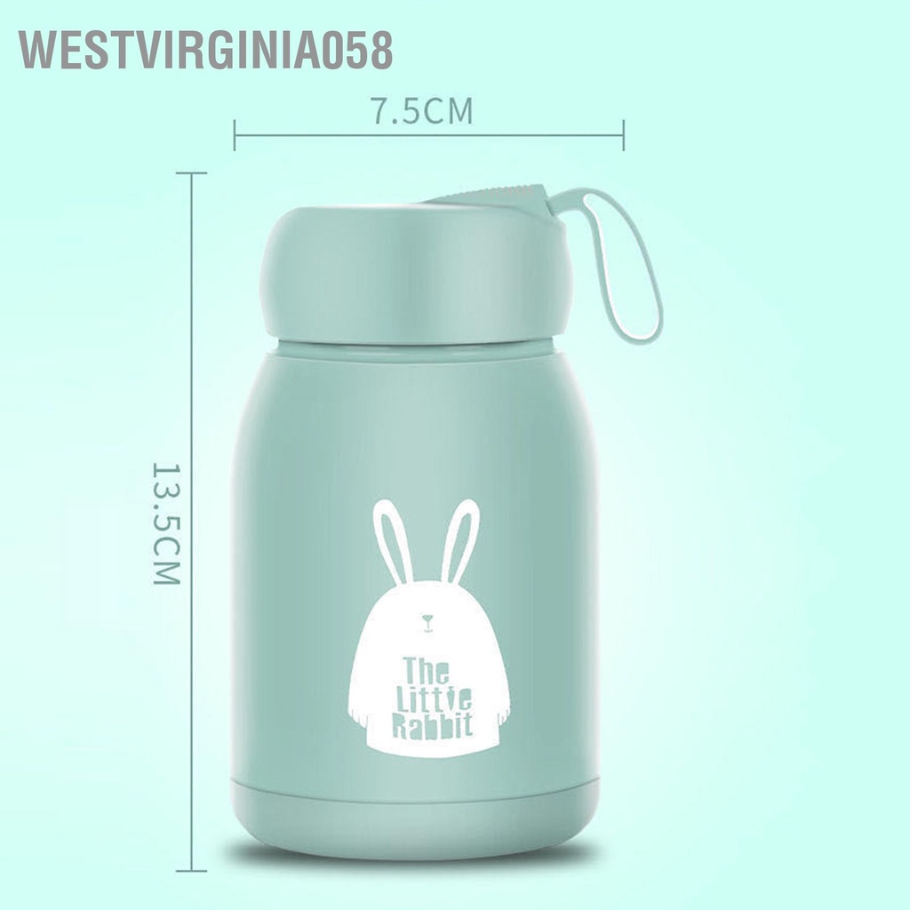 Westvirginia058 Cốc cách nhiệt hai lớp 330ml Niêm phong tốt nhỏ cầm tay dễ thương Thỏ để đi du lịch thể thao ngoài trời