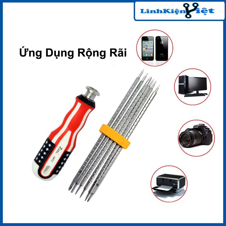 Bộ tô vít cờ Mỹ 6 trong 1 cao cấp 12 đầu vặn vít, tua vít đóng đảo chiều tiện lợi, đa năng