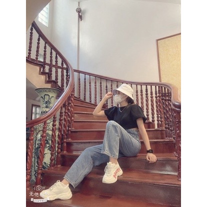 Mũ bucket trơn đen, trắng nón tai bèo vành tròn phong cách GD form unisex nam nữ - B01