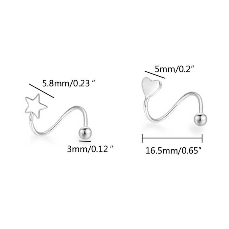 Bông Tai Dạng Xoắn Hình Ngôi Sao / Trái Tim Màu Bạc Thời Trang Cho Nữ