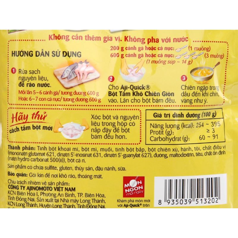 Bột Tẩm Khô Chiên Giòn Aji-Quick ⚡ FREESHIP ⚡ Bột Chiên Mực Tôm Cá Gia Vị Nêm Sẵn Gói 42g