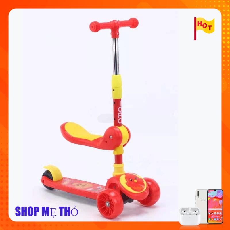 -[Quà Cho Bé] Xe Scooter, Xe Trượt Cho Bé Bánh Có Đèn Có Nhạc 3 in 1 Chịu Lực 90KG