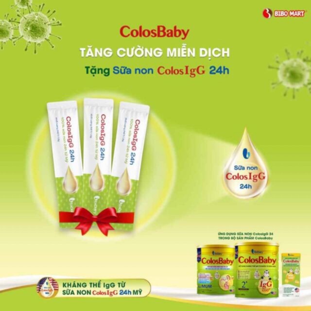 Sữa Non ColosIgG 24h , Hộp 60 gói 90gr, Tăng Cường Hệ Miễn Dịch Cho Trẻ