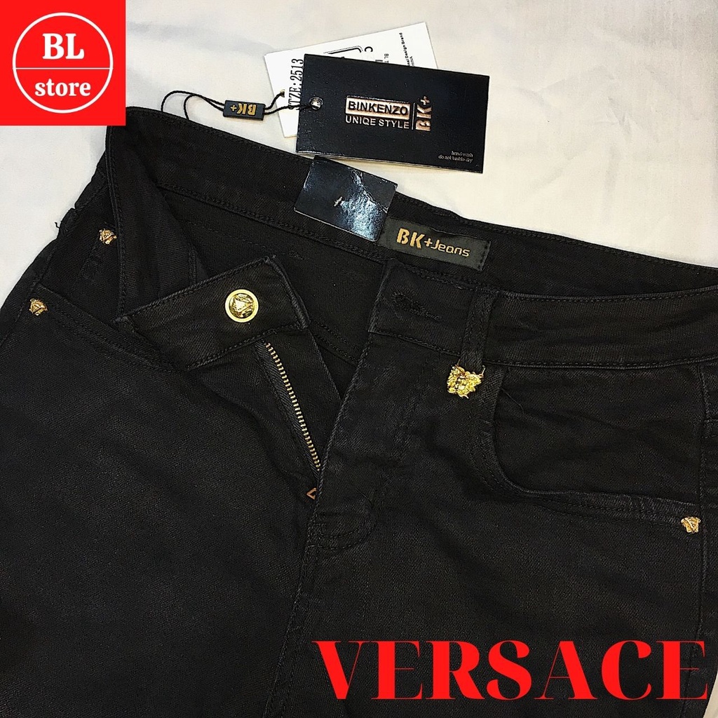 Quần jean nam đen trơn cao cấp chi tiết mạ vàng, quần bò nam đẹp co giãn sang trọng cho học sinh, đi làm công sở | BigBuy360 - bigbuy360.vn