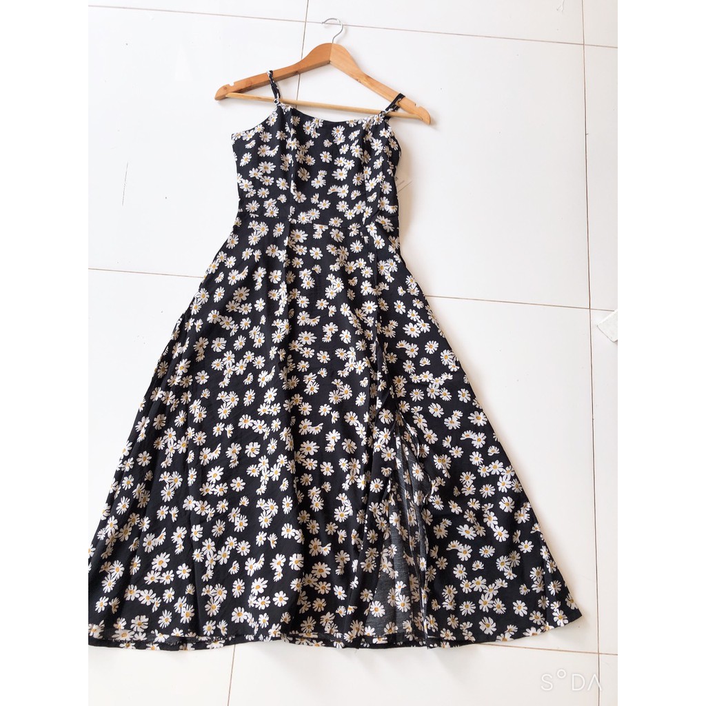 Váy 2 dây hoa cúc họa mi chất đũi tơ mềm nhiều màu | BigBuy360 - bigbuy360.vn