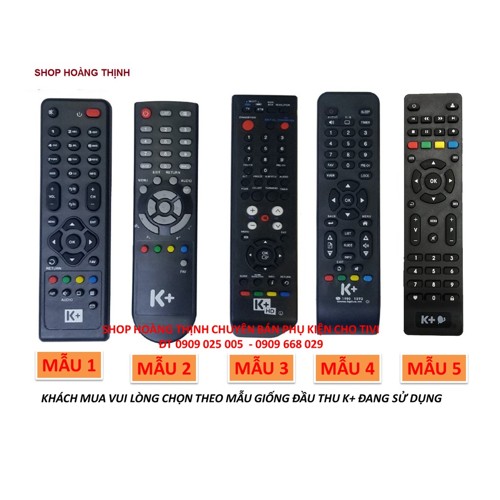 [TẶNG PIN] Điều khiển đầu thu K+ - Remote K+ SD HD (Có 5 mẫu tự chon)