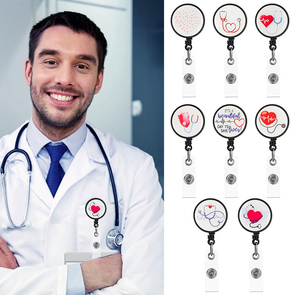 LAY Id Huy Hiệu Cuộn Dây Tranh Sơn Dầu Khóa &amp; Kẹp Có Thể Thu Vào