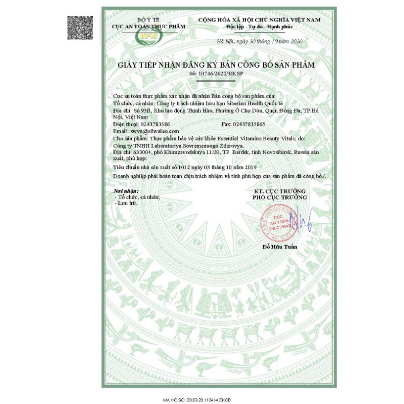 Thực phẩm bảo vệ sức khỏe Essential Vitamins 3 - Vitamin Beauty Vitals Siberian– 30 viên/lọ