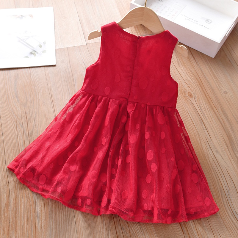 Đầm Xoè Tulle Màu Đỏ Cho Bé Gái