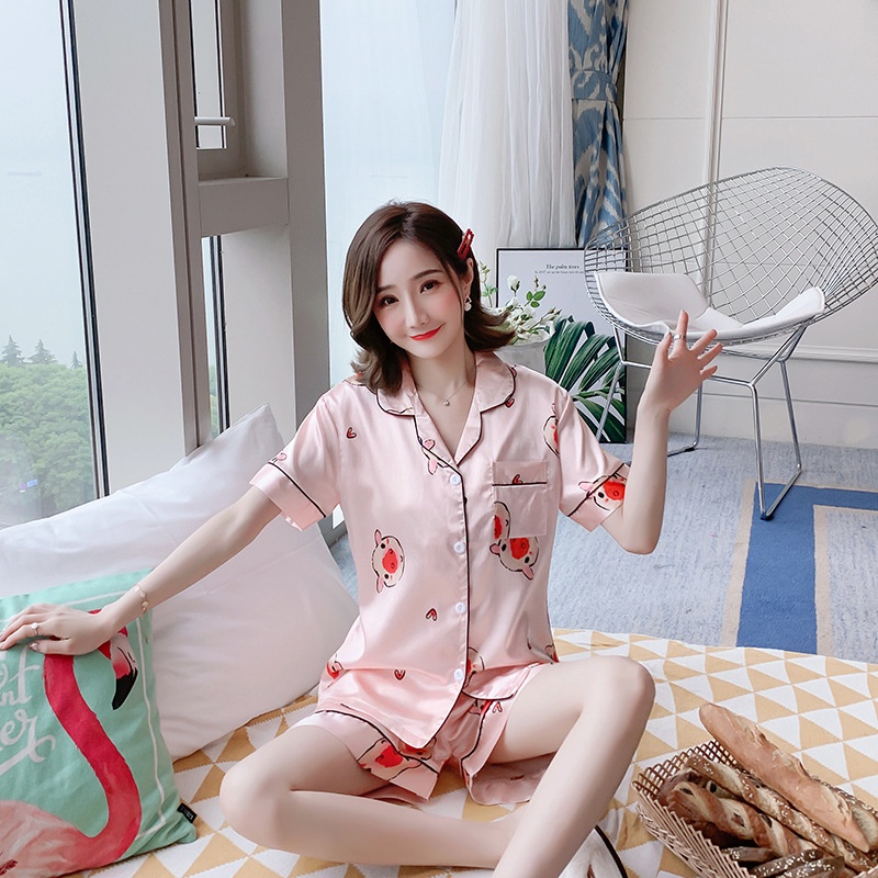 Bộ Đồ Ngủ Pyjama Cộc Tay Phối Họa Tiết - Hàng Quảng Châu Cao Cấp (BN4)