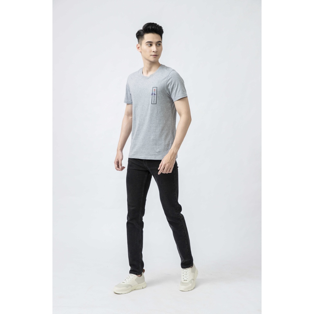 Áo thun nam ngắn tay ARISTINO màu xám trẻ trung, dễ mặc, chất cotton mềm mại, thoáng mát -  ATS010S1