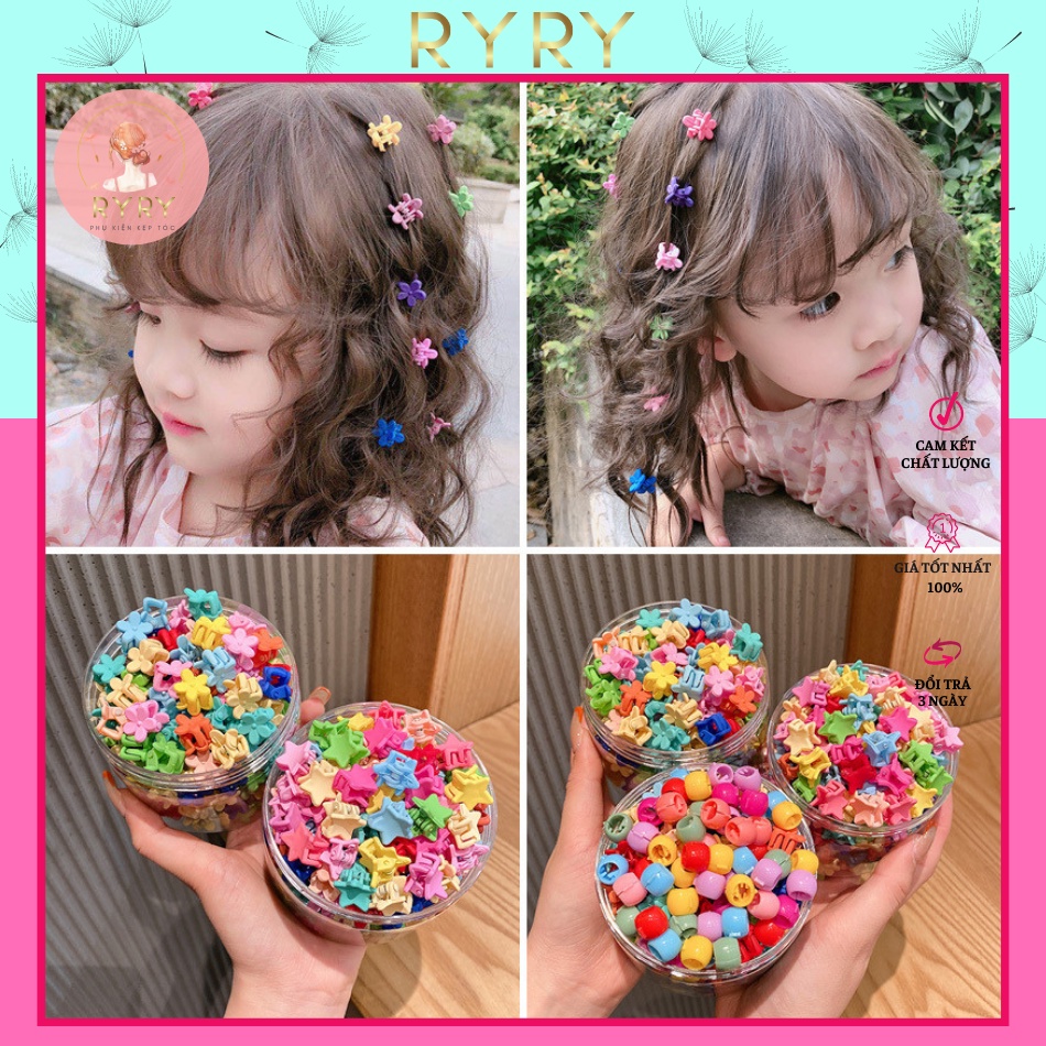 Set Kẹp Tóc Hình Hoa Mini Dễ Thương Xinh Xắn Phong Cách Hàn Quốc