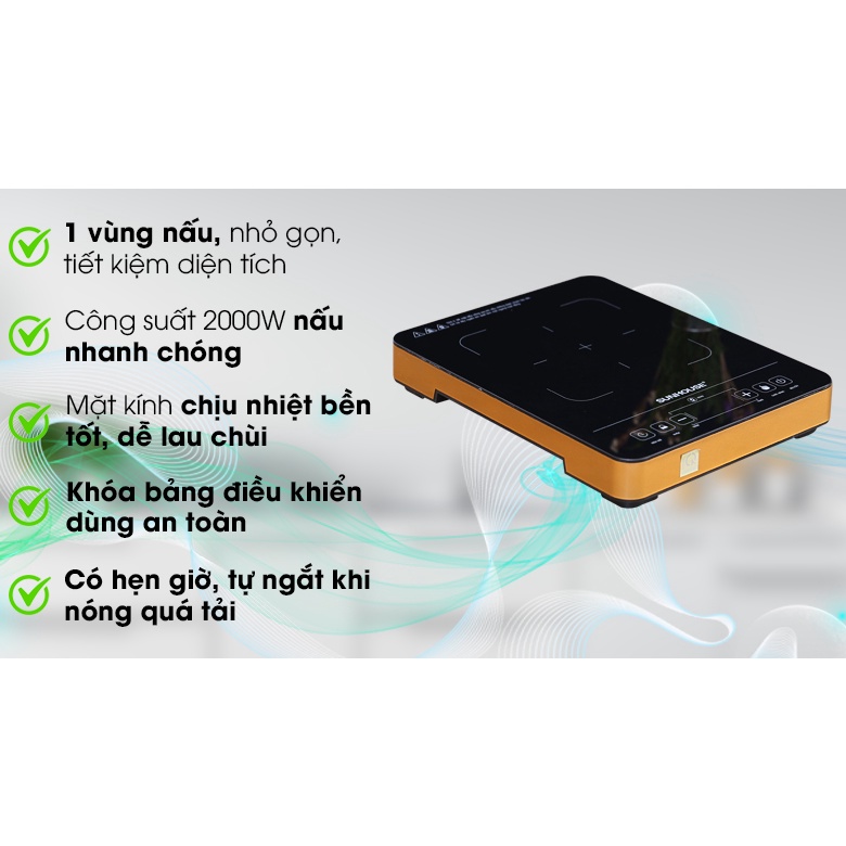 Bếp Hồng Ngoại Cảm Ứng Sunhouse SHD6015 SHD6017 - Tặng Kèm Vỉ Nướng - Hàng Chính Hãng