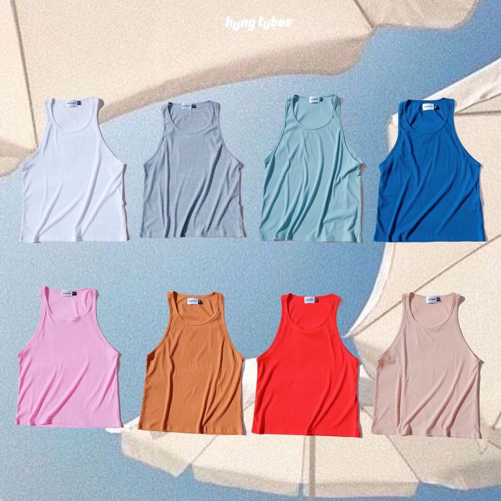 Áo Ba Lỗ Nam chất thun gân cotton Hung Tubes mặc đi biển dạo phố đi chơi