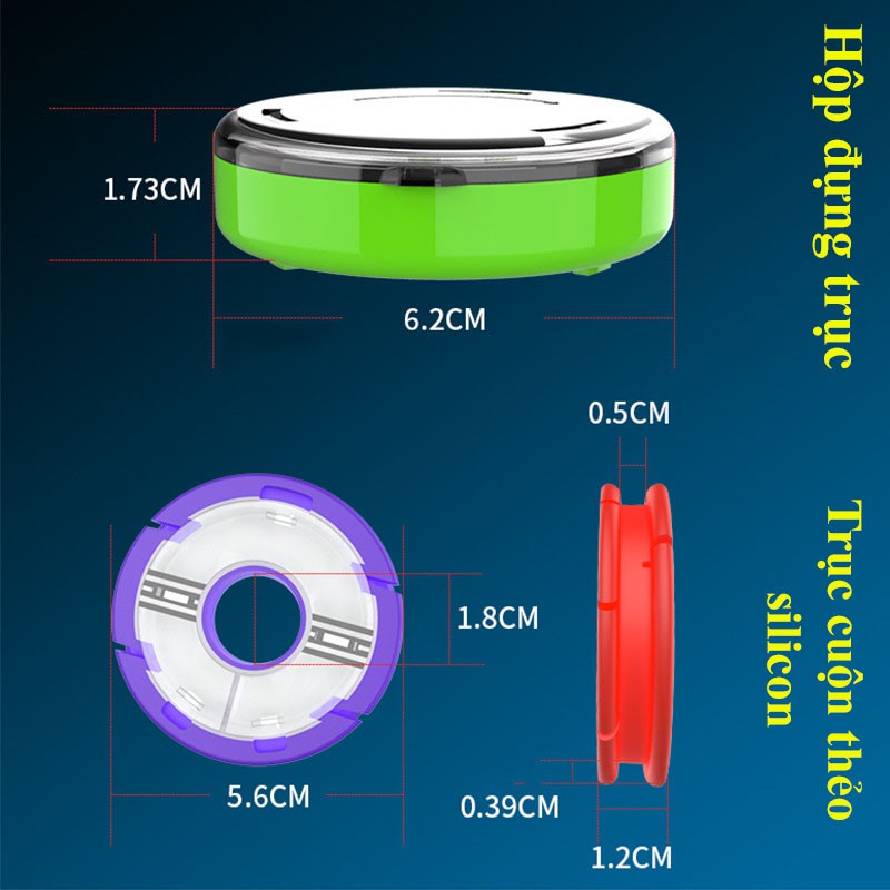 Trục Hộp Câu Cá Silicon Cuốn Thẻo Chuyên Dụng Câu Đài , Câu Đơn Có Hộp Đựng Cao Cấp