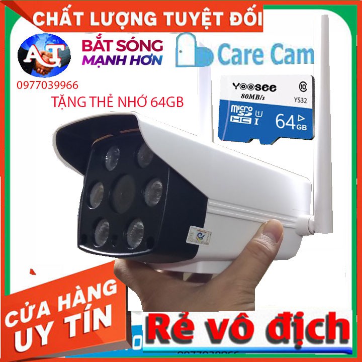 [TẶNG THẺ 32GB 64GB]Camera IP Wifi giám sát ngoài trời Carecam 23DK200 báo động chống trộm 2.0 MPX | BigBuy360 - bigbuy360.vn